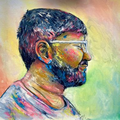 Expressives Porträt Acrylmalerei bunt