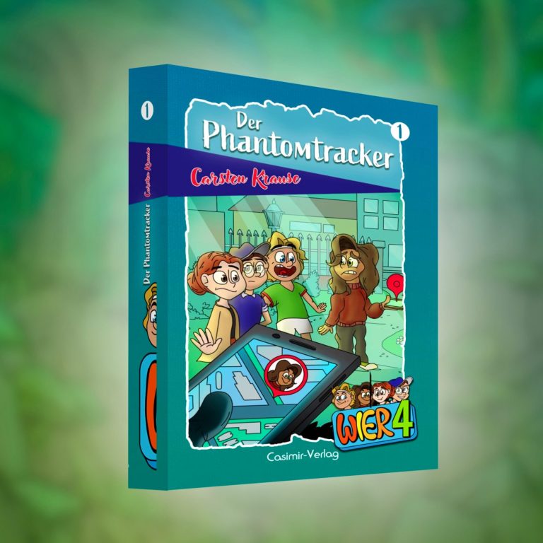 Digitale Illustrationen Leistungen: Motiv mit Buchcoverdesign von WIER4 Digitale Coverillustration des Buches "WIER4 - Der Phantomtracker" mit vier Kindern, die beobachtet werden